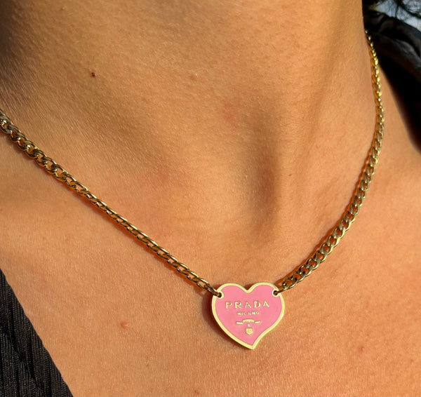 Upcycled Prada Love "Pinky" Necklace