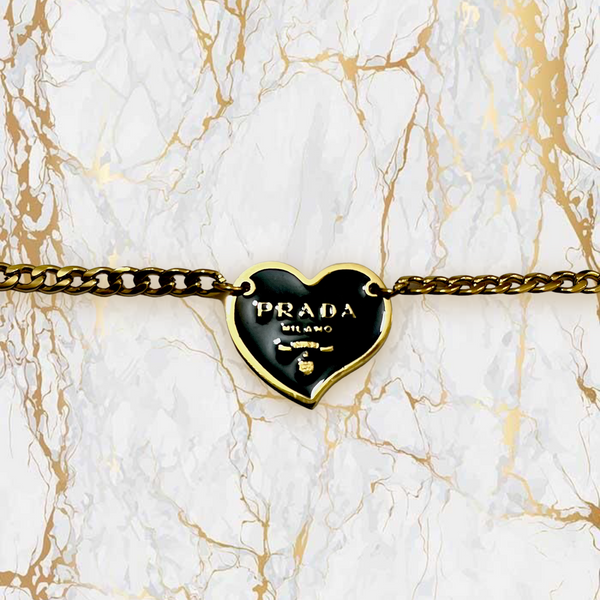 Upcycled Prada Love "Nero" Necklace