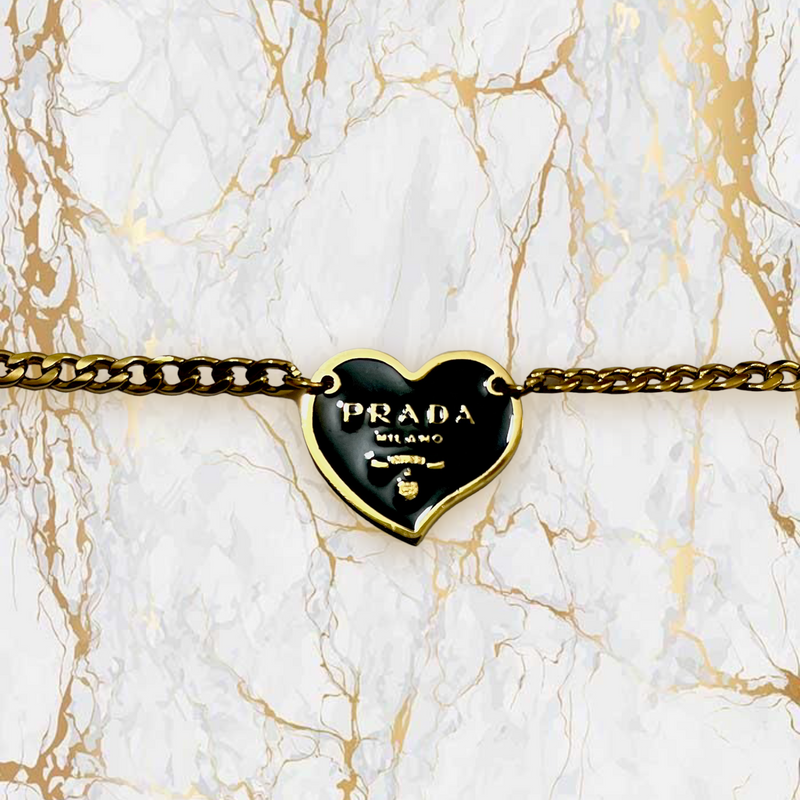 Upcycled Prada Love "Nero" Necklace