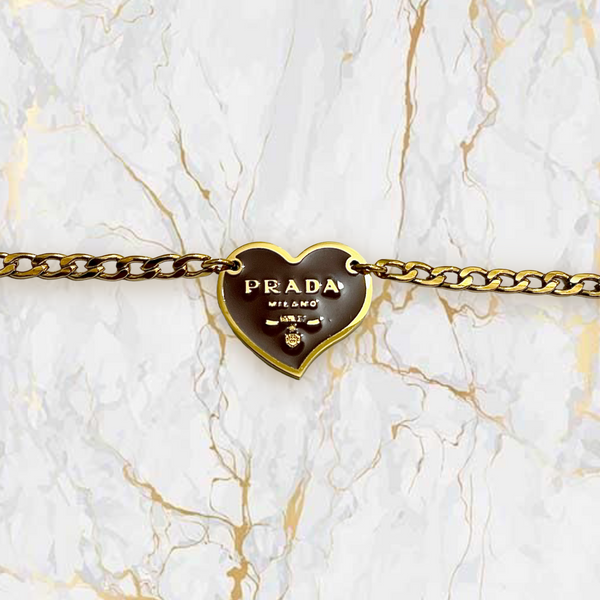 Upcycled Prada Love “Café” Necklace