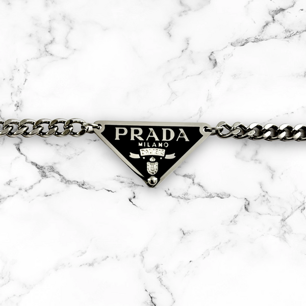 Upcycled Prada Triangle “Nero” Necklace