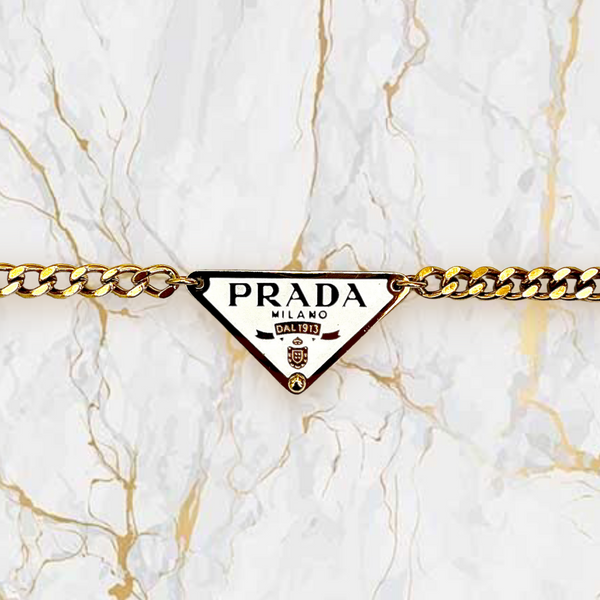 Upcycled Prada Triangle "Nero" Necklace